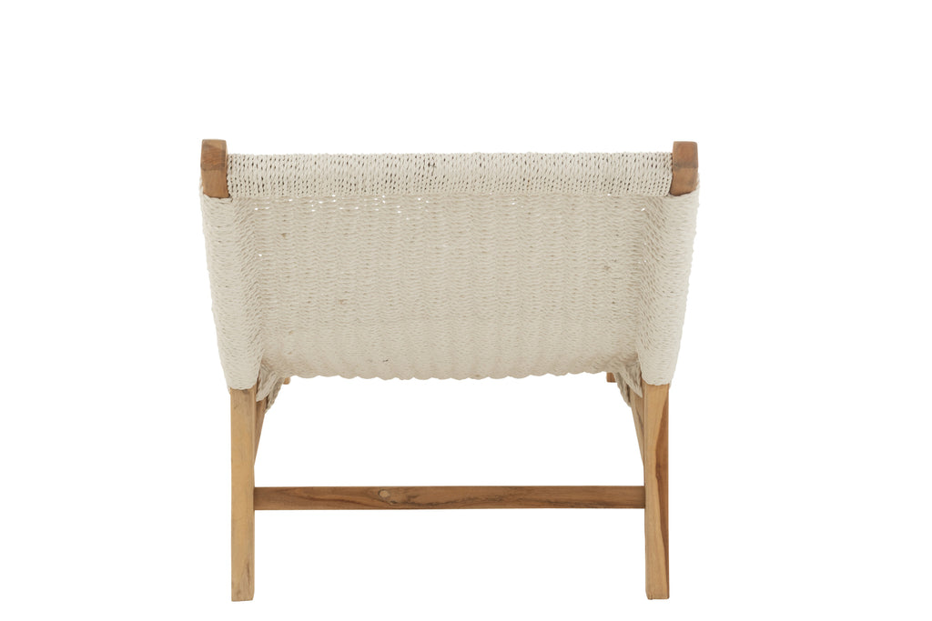 Lounger+Cushion Woven Plastic/Teak White