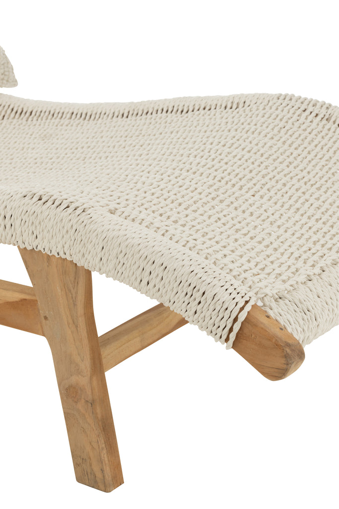 Lounger+Cushion Woven Plastic/Teak White