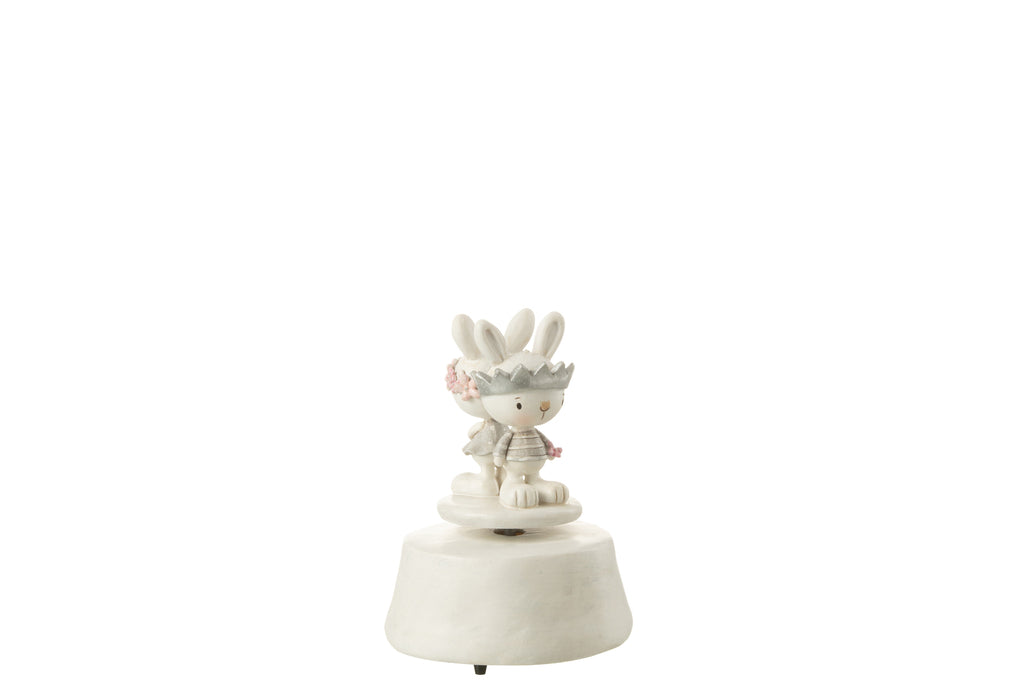 Music Box Rabbits Flowers Crown Poly Mix