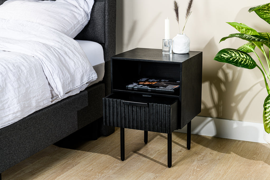 Bedside table, 1 drawer, A340 black