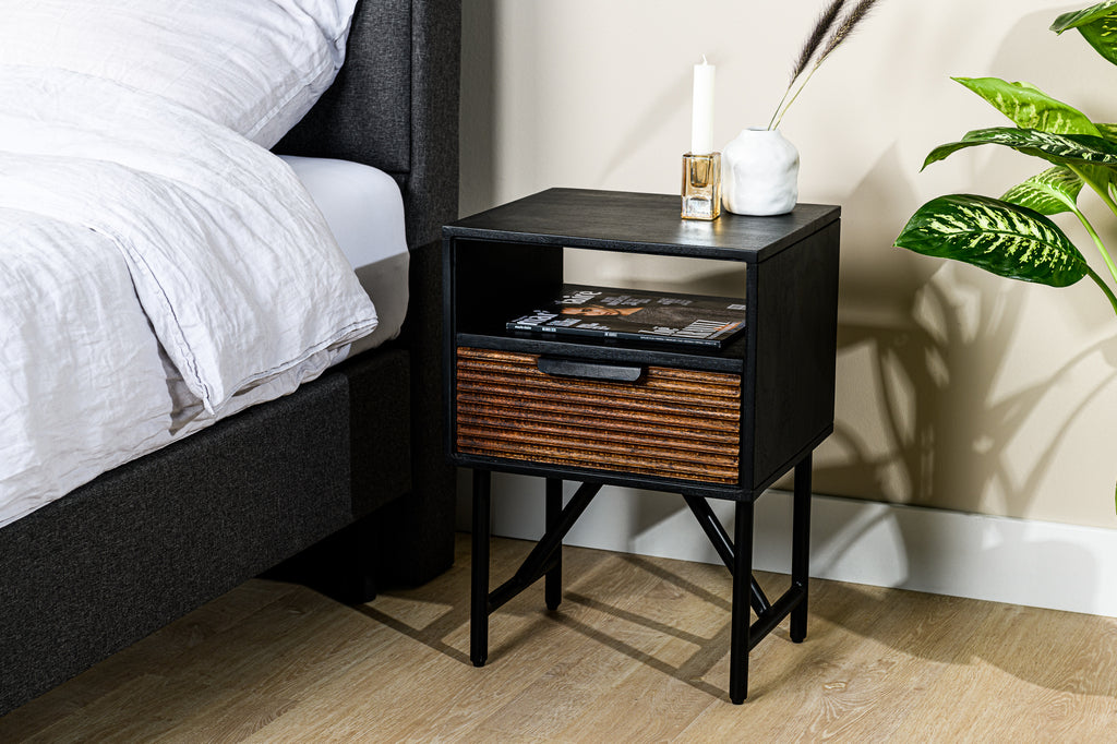 Bedside table, 1 drawer, A411 black