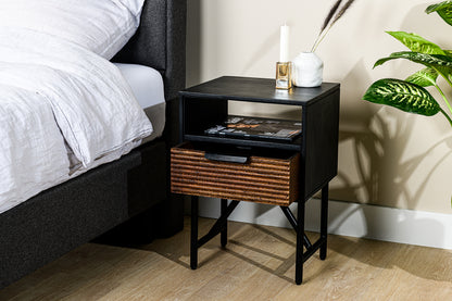 Bedside table, 1 drawer, A411 black