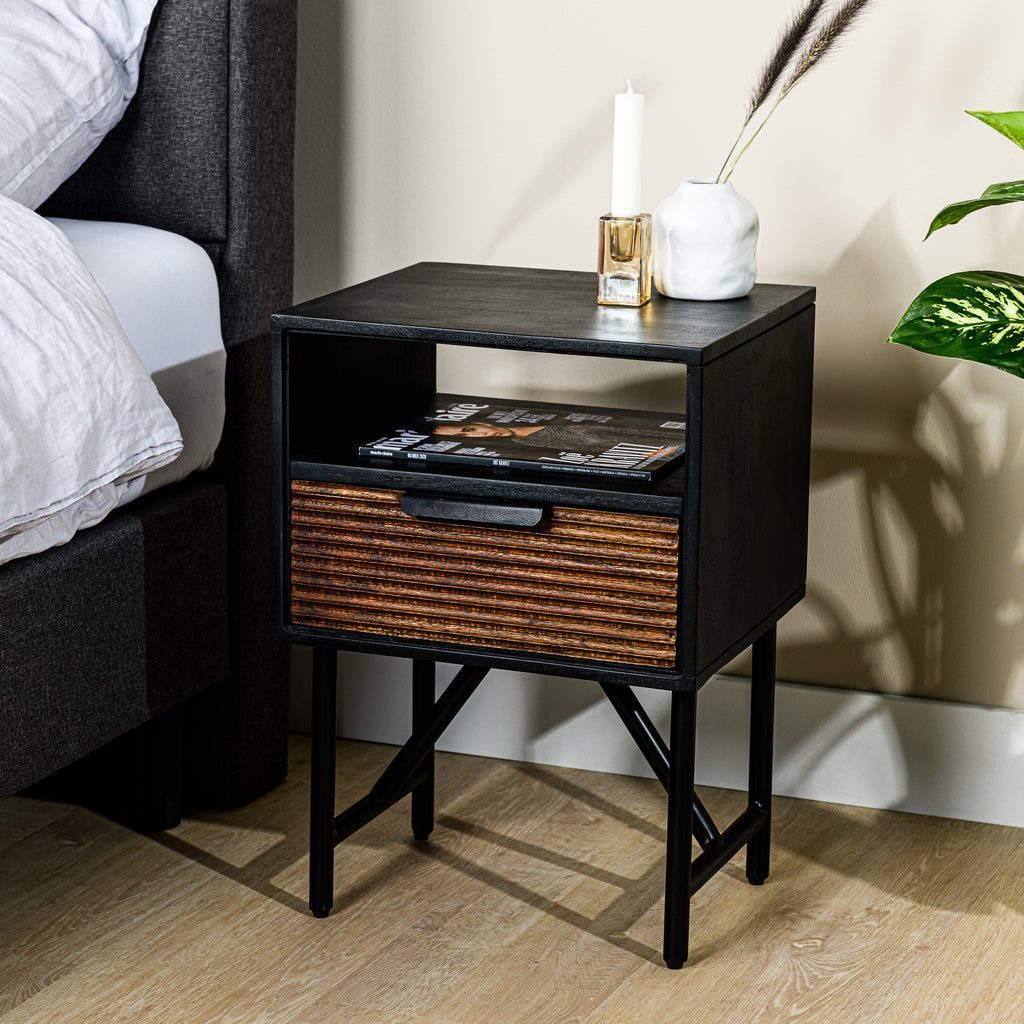 Bedside table, 1 drawer, A411 black