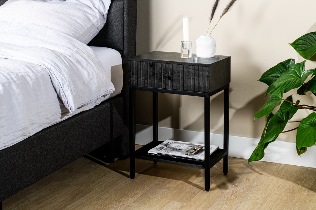 Bedside table, 1 drawer, M340 black