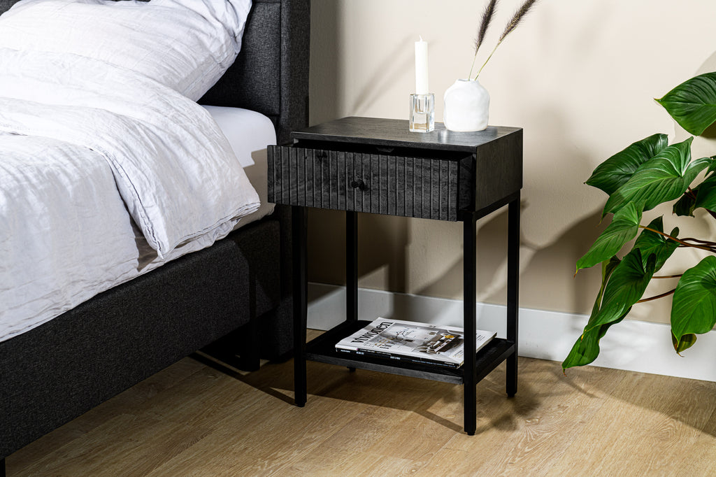 Bedside table, 1 drawer, M340 black