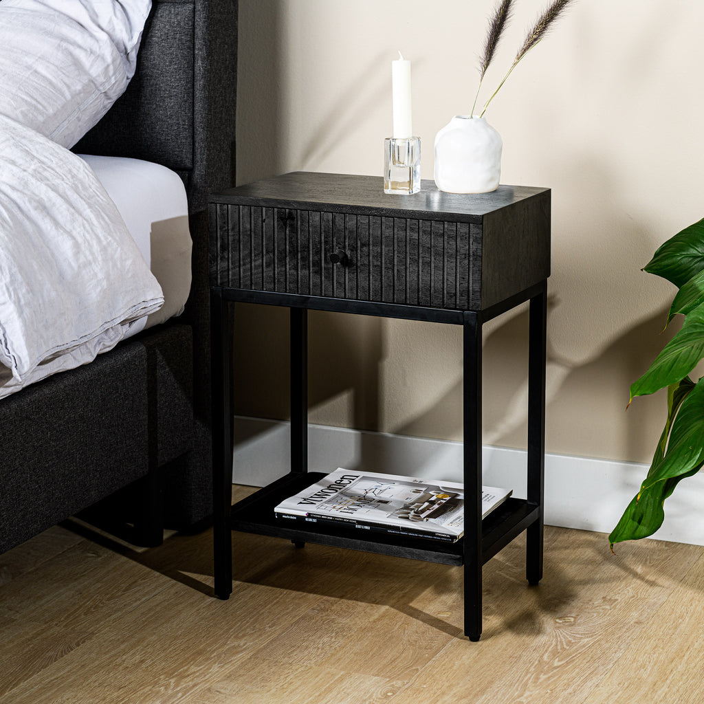 Bedside table, 1 drawer, M340 black