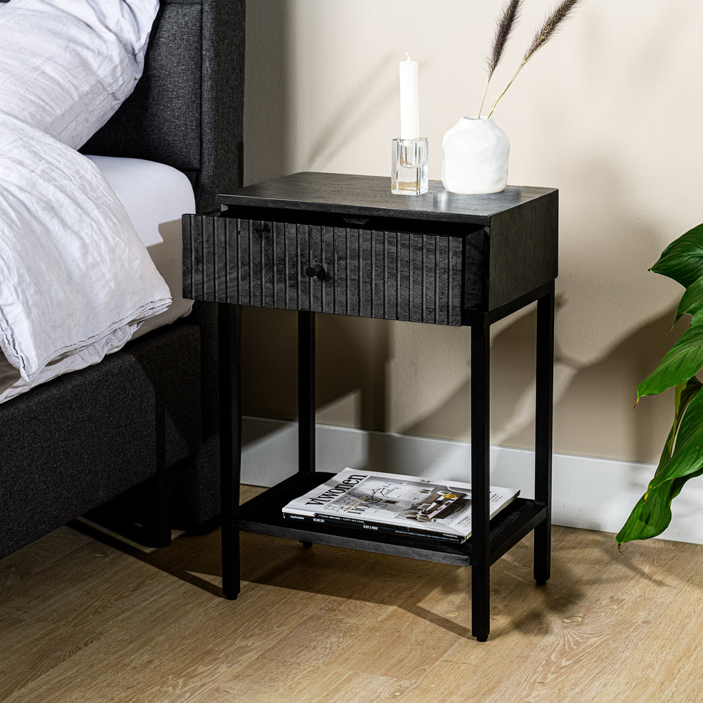 Bedside table, 1 drawer, M340 black