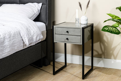 Bedside table, 2 drawers, A411 dark grey