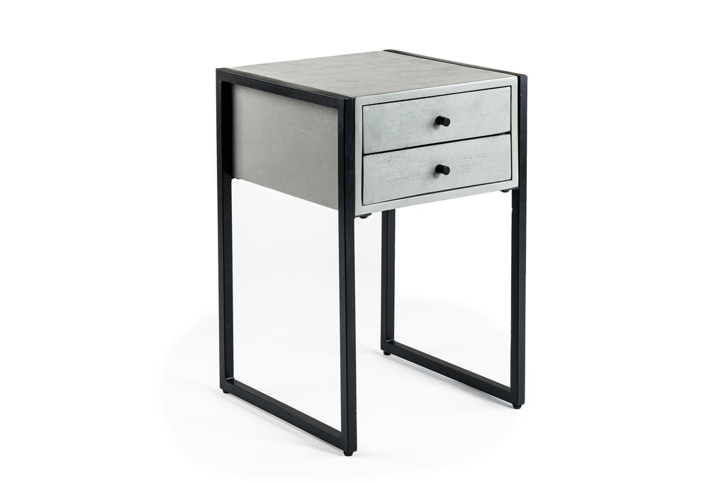 Bedside table, 2 drawers, A411 dark grey