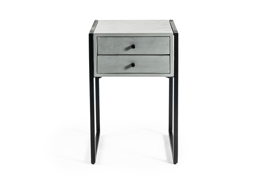 Bedside table, 2 drawers, A411 dark grey