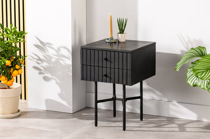 Bedside table, 2 drawers, B340 black