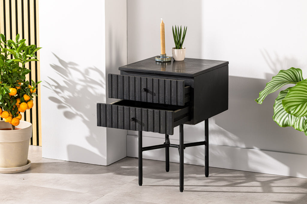 Bedside table, 2 drawers, B340 black