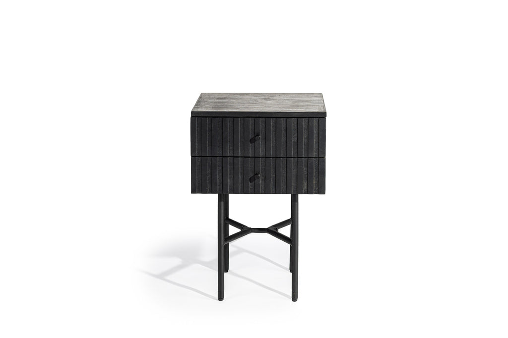 Bedside table, 2 drawers, B340 black