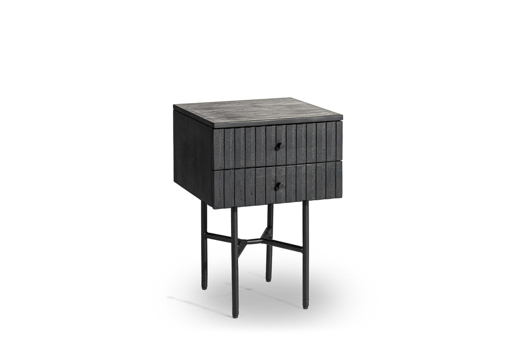 Bedside table, 2 drawers, B340 black