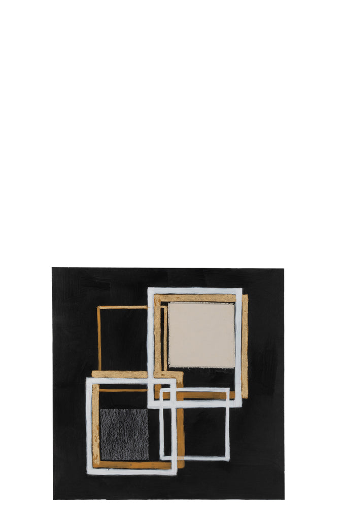 Schilderij Vierkant Doek/Hout Zwart/Goud