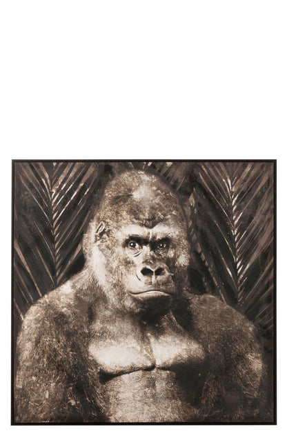 Schilderij Gorilla Canvas/Hout Donkerbruin