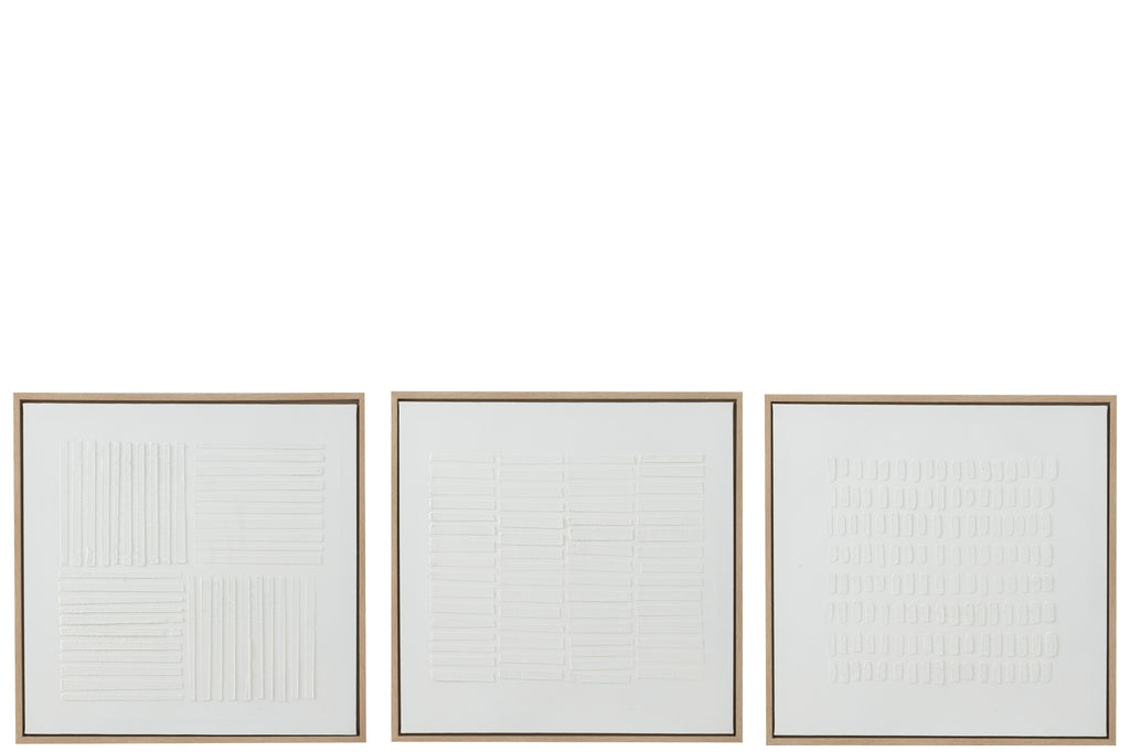 Painting Lines Canvas White, set of 3