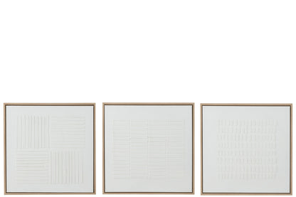 Painting Lines Canvas White, set of 3