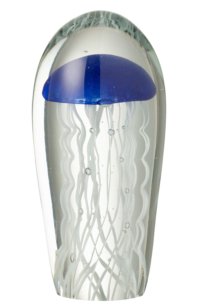 Presse papier Calypso Ovaal Glas Transparant/Donkerblauw Groot