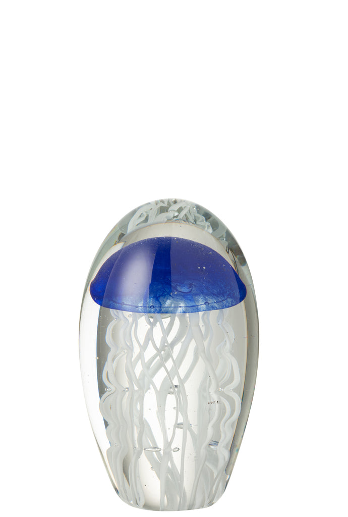 Presse papier Calypso Ovaal Glas Transparant/Donkerblauw Klein