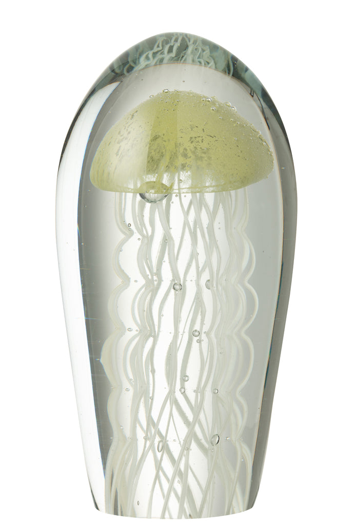 Presse papier Calypso Ovaal Glas Transparant/Groen Groot