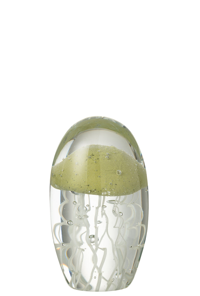 Presse papier Calypso Ovaal Glas Transparant/Groen Klein