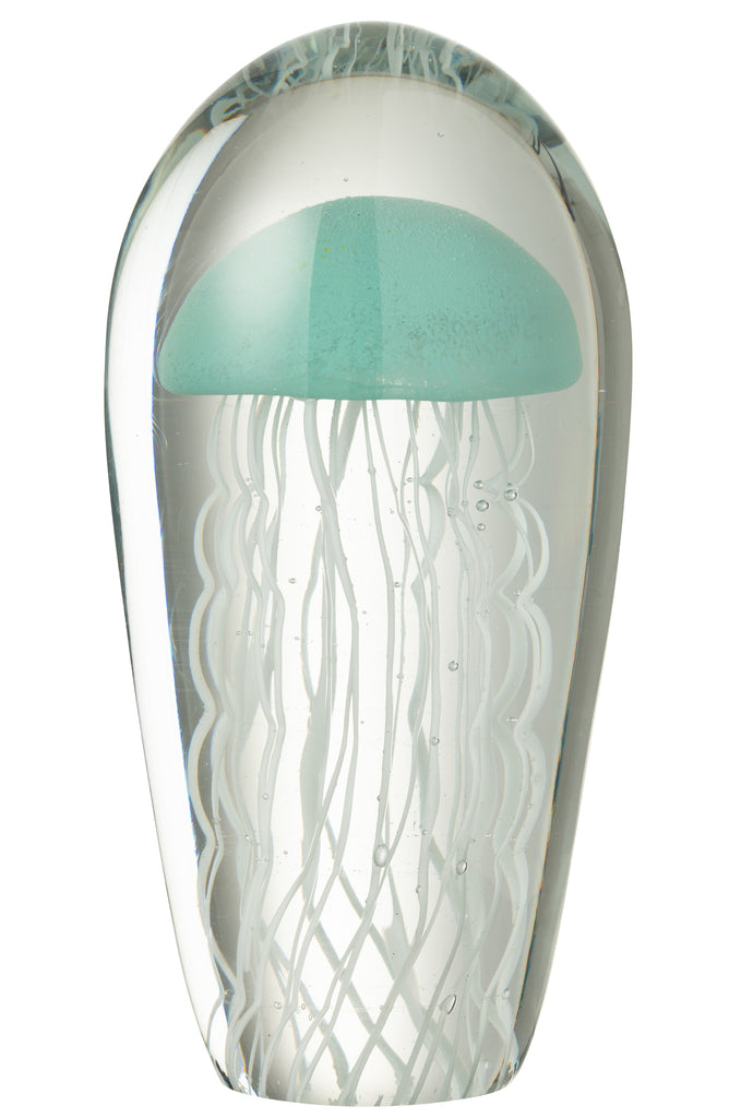 Presse papier Calypso Ovaal Glas Transparant/Lichtblauw Groot