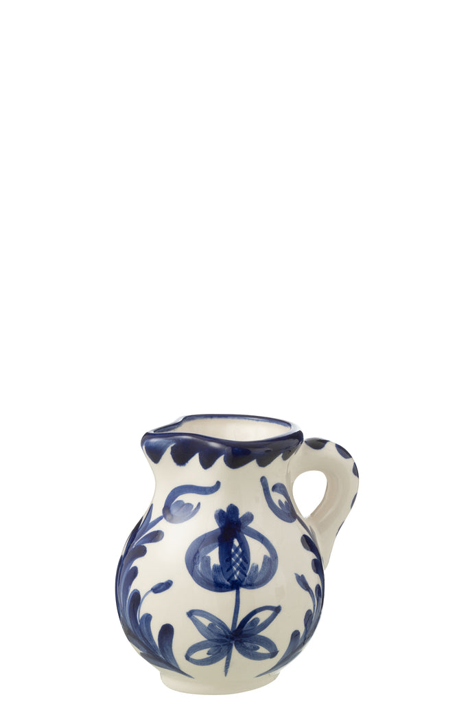 Pitcher Granada Keramiek Wit/Kobaltblauw Klein