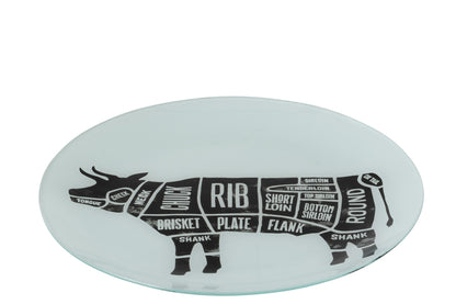 Bord Koe Onderdelen Ronde Glas Zwart/Wit