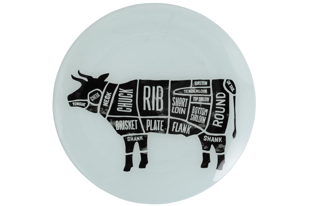 Bord Koe Onderdelen Ronde Glas Zwart/Wit