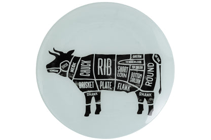 Bord Koe Onderdelen Ronde Glas Zwart/Wit