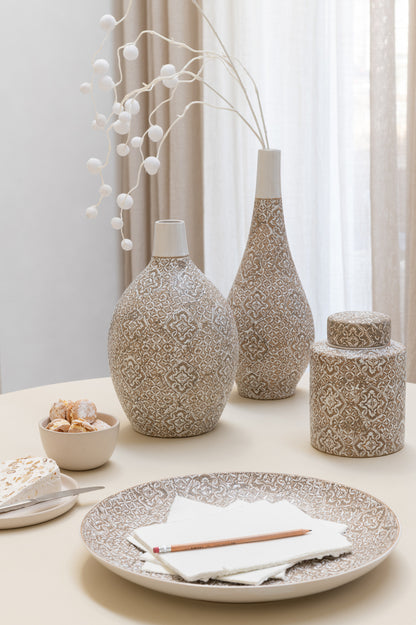 Plaat Decoratief Wabi Porselein Beige/Wit