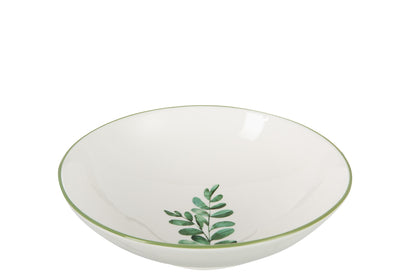 Plaat Diep Eucalyptus Porselein Wit/Groen Klein