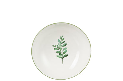 Plaat Diep Eucalyptus Porselein Wit/Groen Klein
