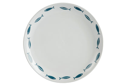 Bord Vis Keramiek Wit/Blauw