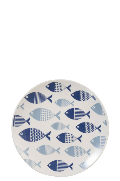 Bord Vis Porselein Wit/Blauw Klein