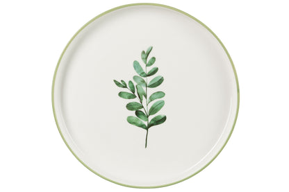 Plaat Laag Eucalyptus Porselein Wit/Groen Groot