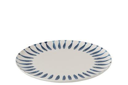 Plaat Ronde Vis Dolomiet Wit/Blauw Groot