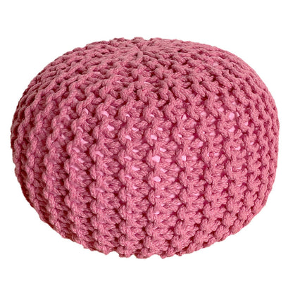 Pouf Ø 55 cm Gebreide poef Krukje Zwembad Tuin Binnen &amp; Buiten wasbaar bleekroze