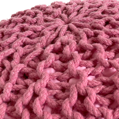 Pouf Ø 55 cm Gebreide poef Krukje Zwembad Tuin Binnen &amp; Buiten wasbaar bleekroze
