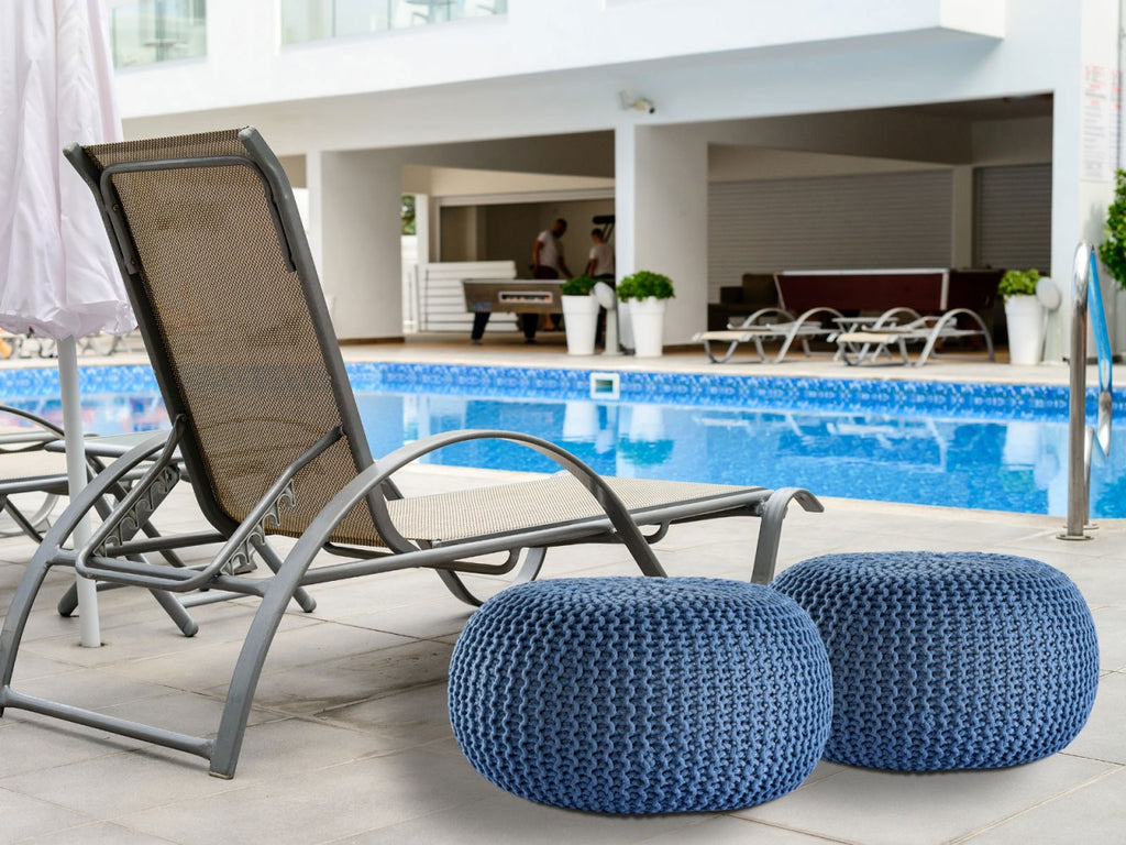 Pouf PREMIUM ø45cm Zitkruk Gehaakte poef Binnen Terras Zwembad Tuin Duurzaam