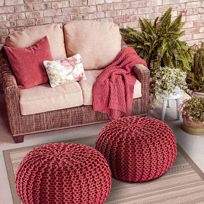 Pouf PREMIUM ø45cm Zitkruk Gehaakte poef Binnen Terras Zwembad Tuin Duurzaam