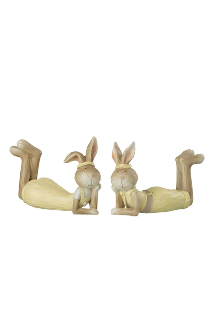 Rabbit Laying Poly Mix, Set Of 2