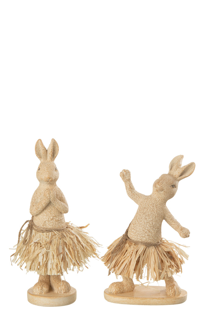 Rabbit Standing Yoga Stone/Resin Natural, Set Of 2