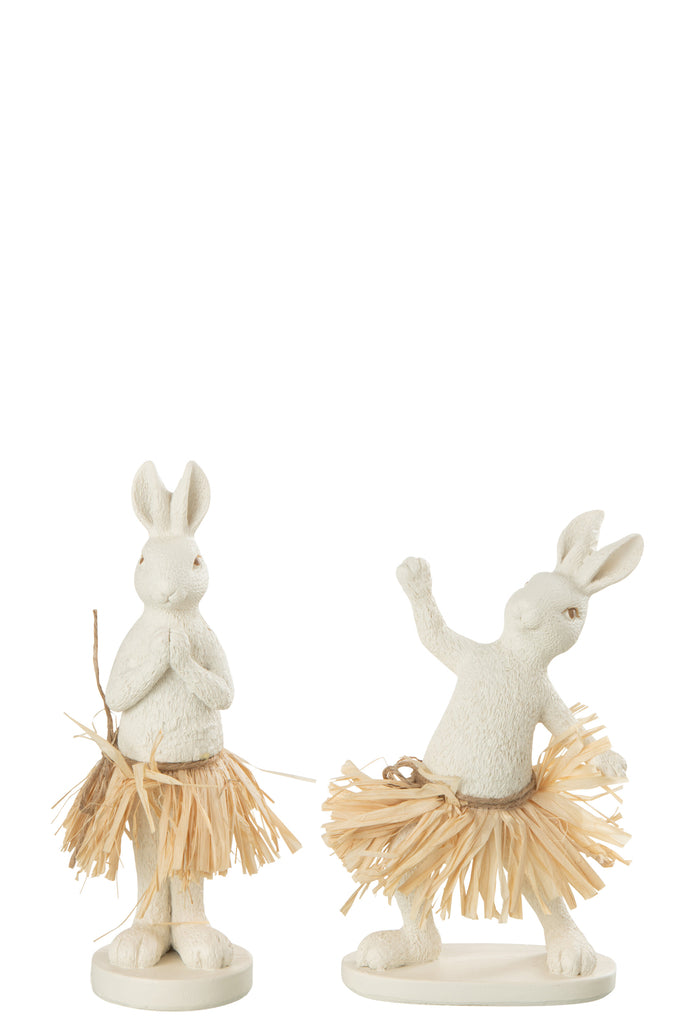 Rabbit Standing Yoga Stone/Resin White, Set Of 2