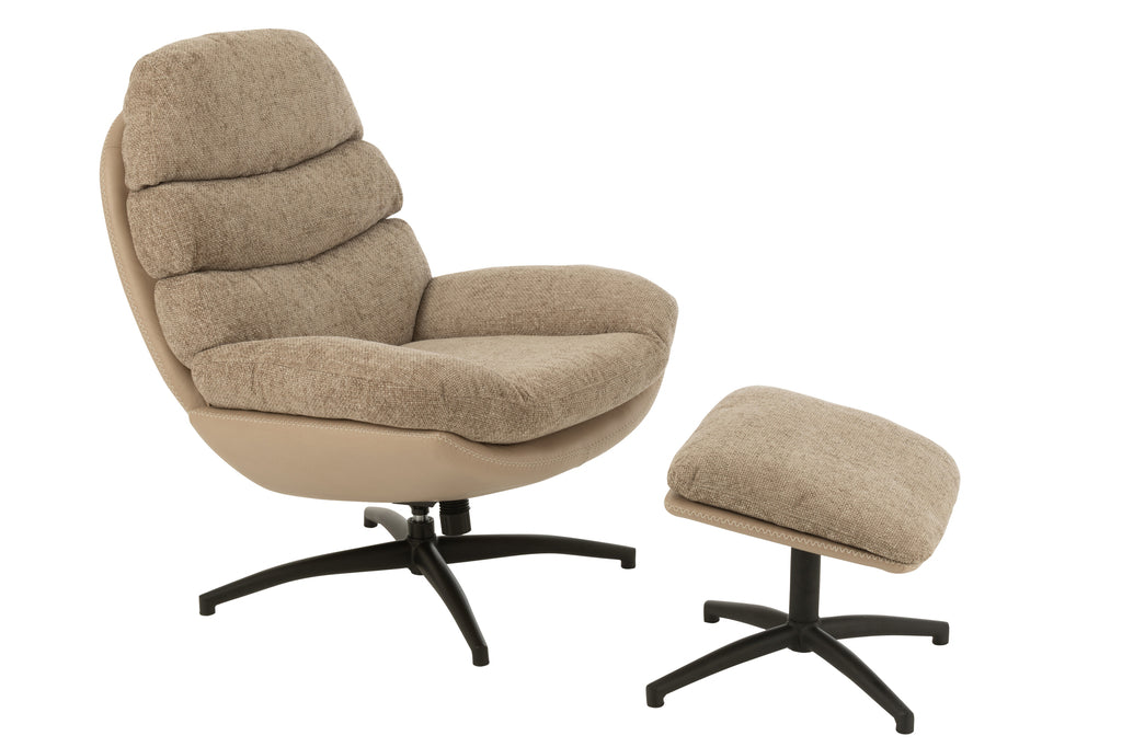 Ontspannen bank + voetenbank Metaal/Meubelplaat Donkergrijs/Zwart