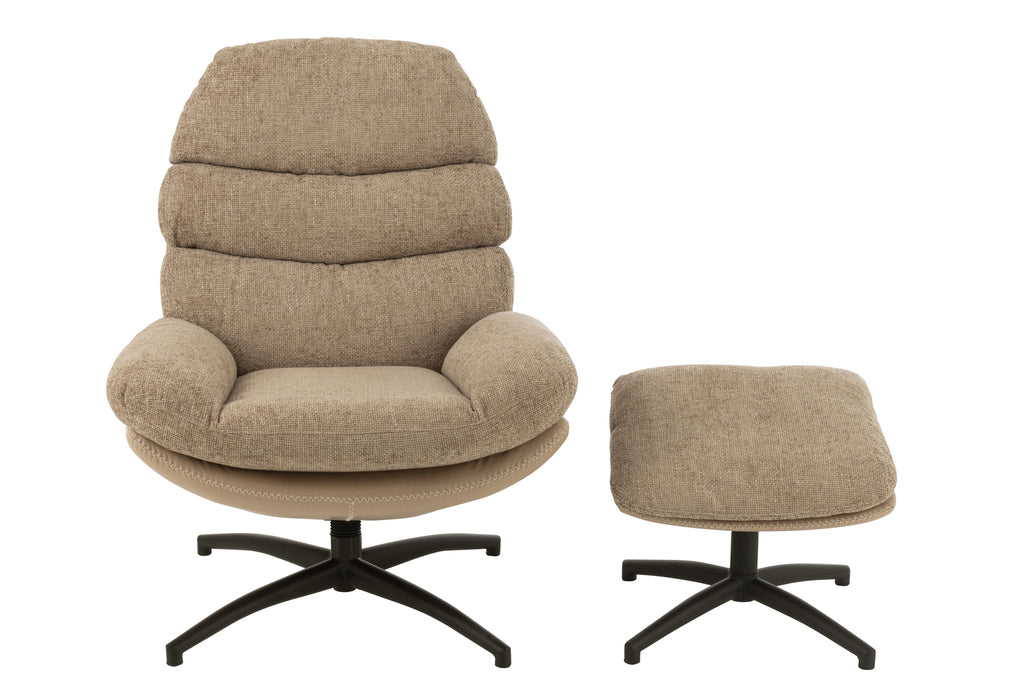 Ontspannen bank + voetenbank Metaal/Meubelplaat Donkergrijs/Zwart