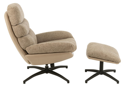 Ontspannen bank + voetenbank Metaal/Meubelplaat Donkergrijs/Zwart