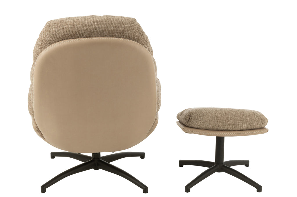 Ontspannen bank + voetenbank Metaal/Meubelplaat Donkergrijs/Zwart