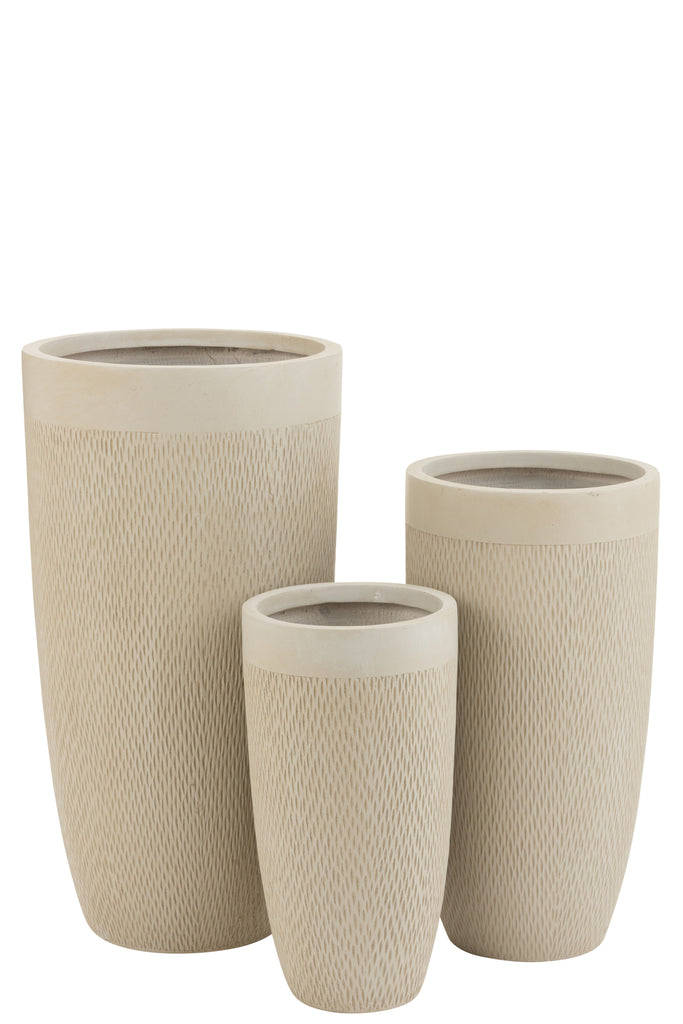 J-Line Set Van 3 Vazen Rond Hoog Klei Beige